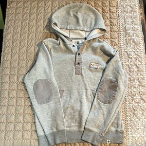 Element Mens Henley Heather Gray Pullover Sweatshirt Hoodie Small